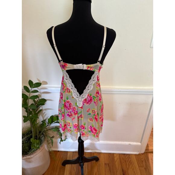 Victoria's Secret Floral Lace Built in Bra Slip Babydoll Teddy Slip Lingerie 36D - Picture 3 of 13